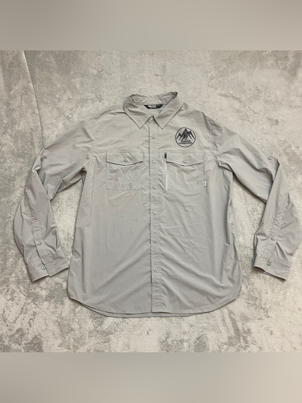 Outdoor Research Way Station Shirt Men XL Gray Roll Tab Hiking Utility